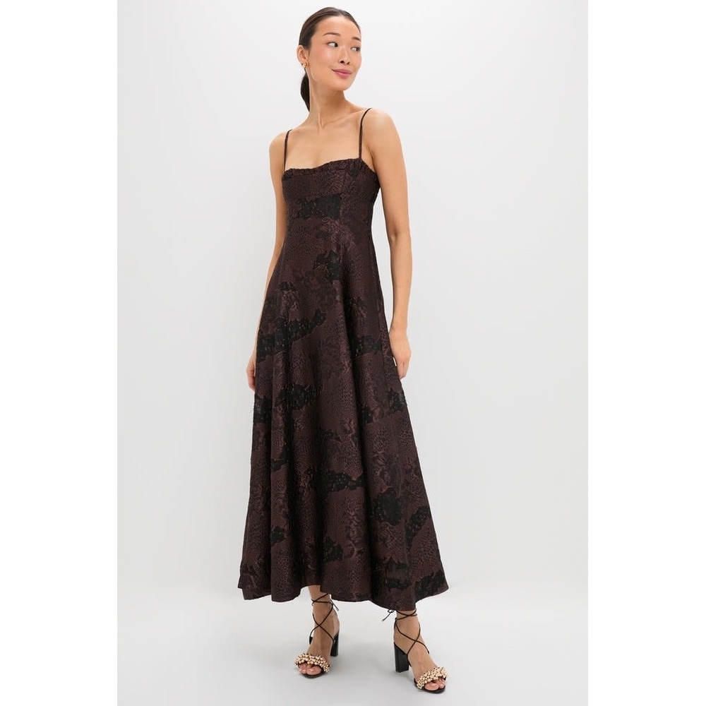Clea Arabica Jacquard Theron Midi Dress Small minimal old money black tie